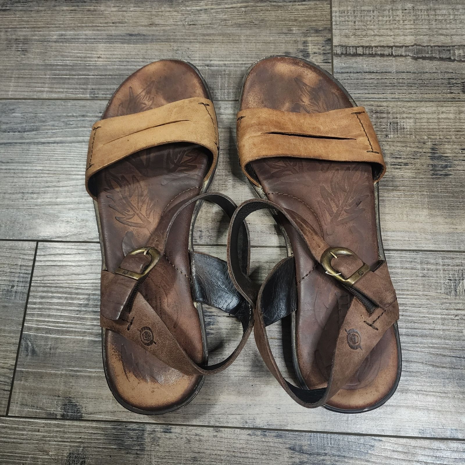 Born Women's BORN ebb Camel Tan Brown Leather sandals Size 9 Size US 9 / IT 39 - 1 Thumbnail