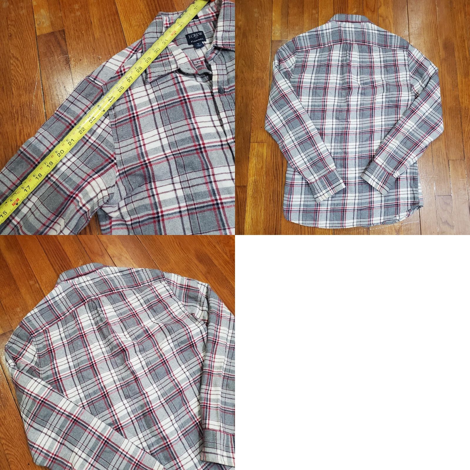 J.Crew J.CREW Shirt Mens Small Gray Red Plaid Flannel Slim Fit Long Sleeve Button Front Size US S / EU 44-46 / 1 - 8 Thumbnail