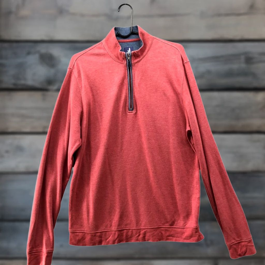 johnnie-O Johnnie-O 1/4 Zip Sweatshirt Mens M Ginger/Red Pullover Lightweight Modal Blend Shirt Size US M / EU 48-50 / 2 - 1 Thumbnail