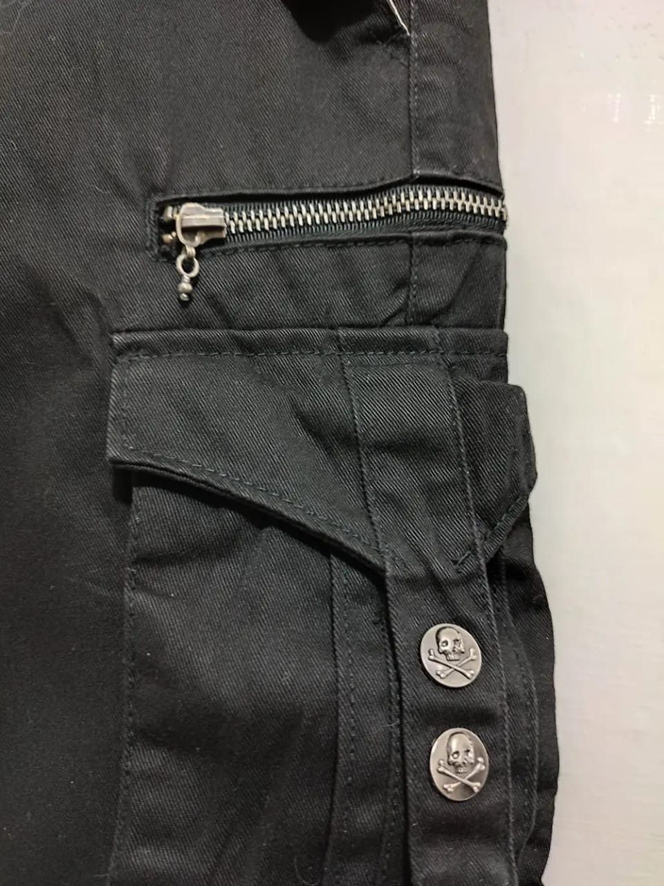 Japanese Brand Doublefocus double Waist Cargo Skull Button Punk Pants Size US 33 - 9 Thumbnail