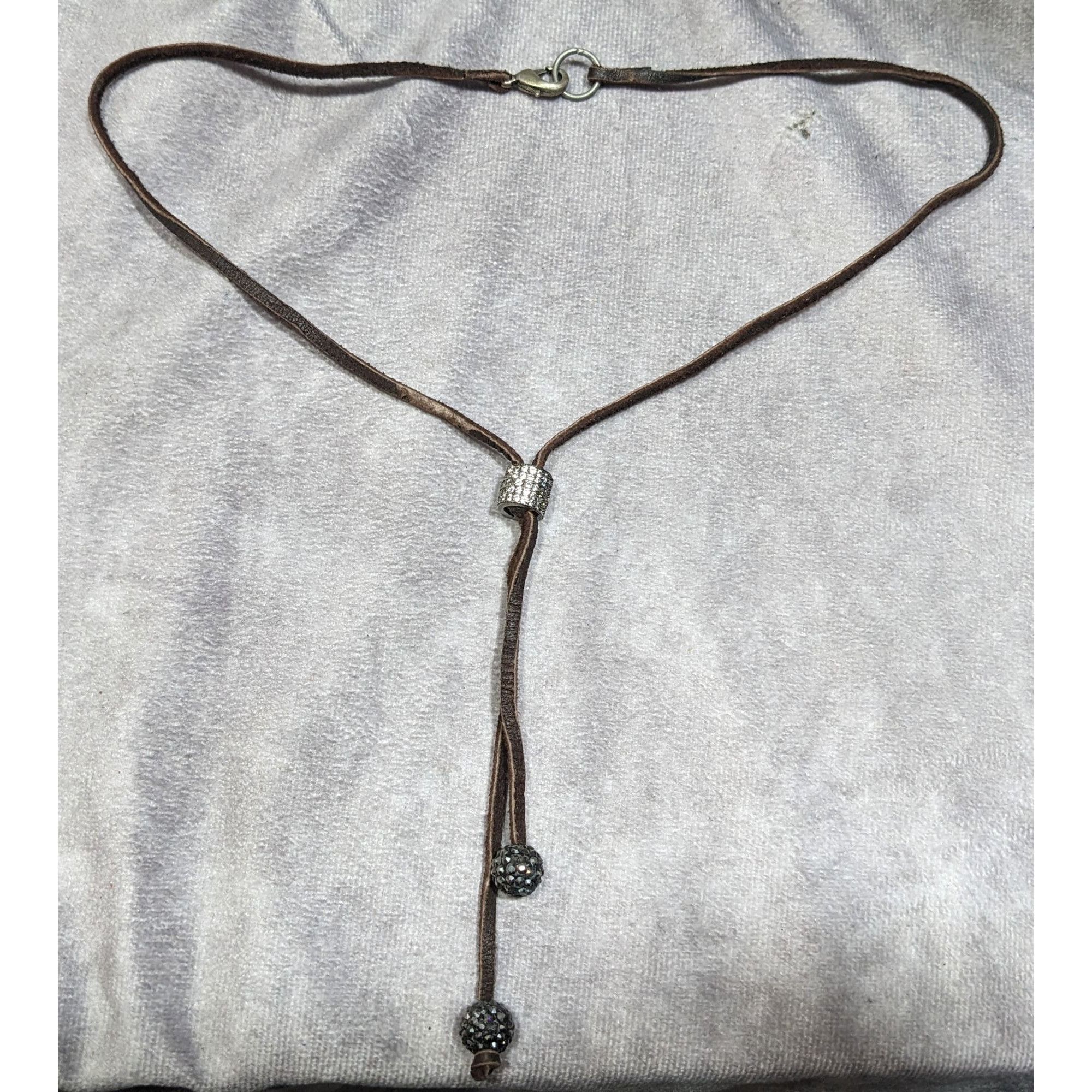 Other Bohemian Glam Brown Suede Lariat Necklace With Rhinestone Ac Size ONE SIZE - 5 Thumbnail