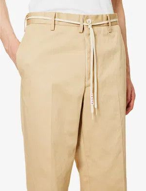 Marni o1w1db11124 Shoestring-Belt Wide Leg Trouser in Beige Size US 34 / EU 50 - 3 Thumbnail