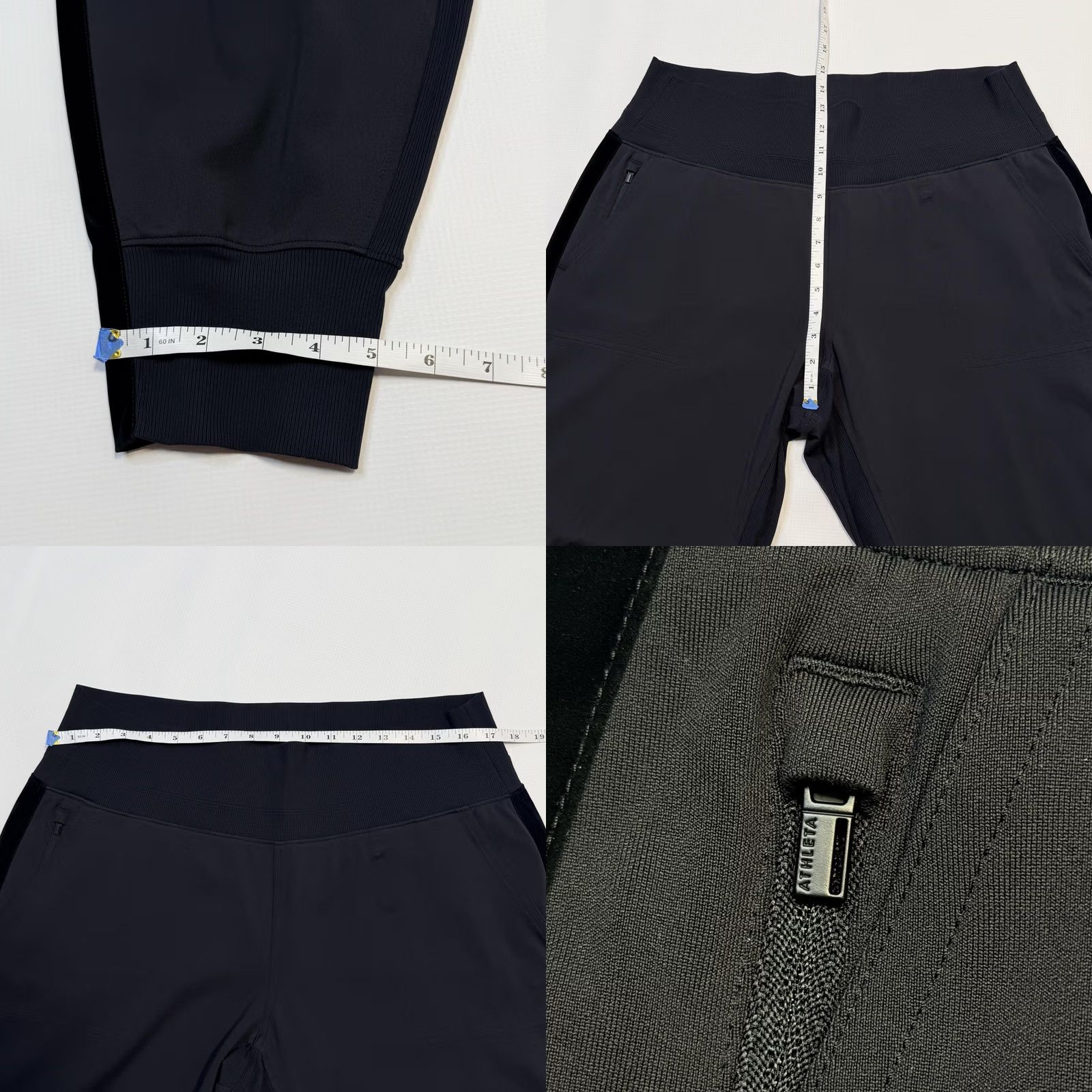 Athleta ATHLETA Women Jogger Black High Rise Rib Waist Pockets Zip Pocket Tapered 27in Inseam XS-XL Activewear Jogger Womens Size 40" / US 18 - 8 Thumbnail