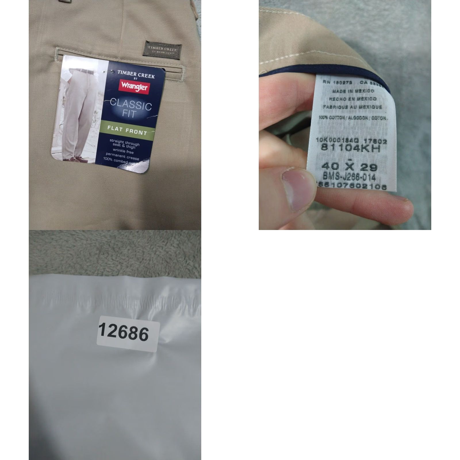 Wrangler Timber Creek Wrangler Pants Mens 40x29 Beige Chino Classic Fit Flat Front Size US 40 / EU 56 - 8 Thumbnail