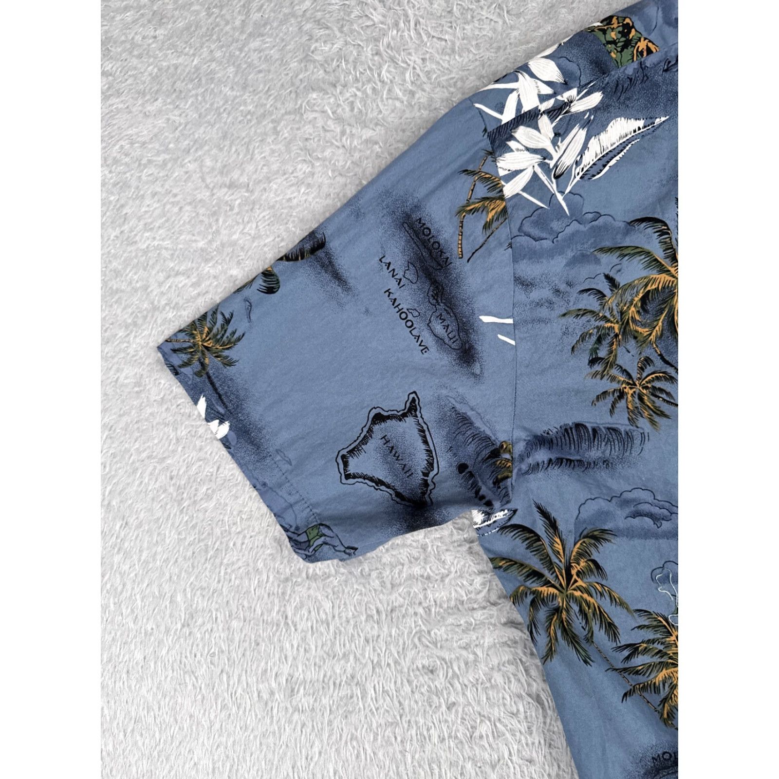 Vintage Palmwave Shirt Men's XL Blue Floral Island Map Hawaiian Button-Up Beach Size US XL / EU 56 / 4 - 3 Thumbnail