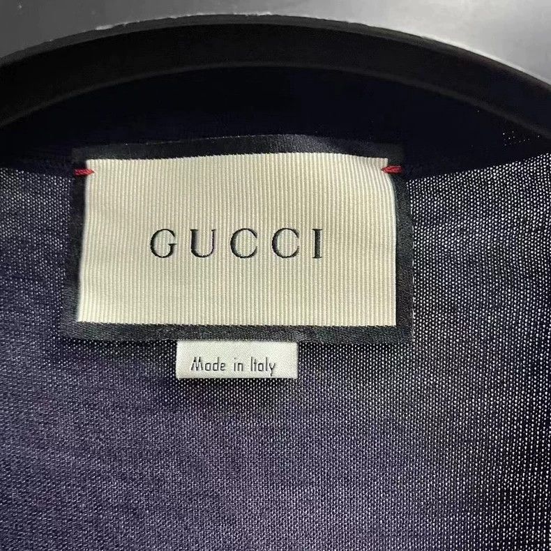 Gucci Gucci Navy blue GG embroidered V-neck single-breasted long- Size US M / EU 48-50 / 2 - 2 Thumbnail