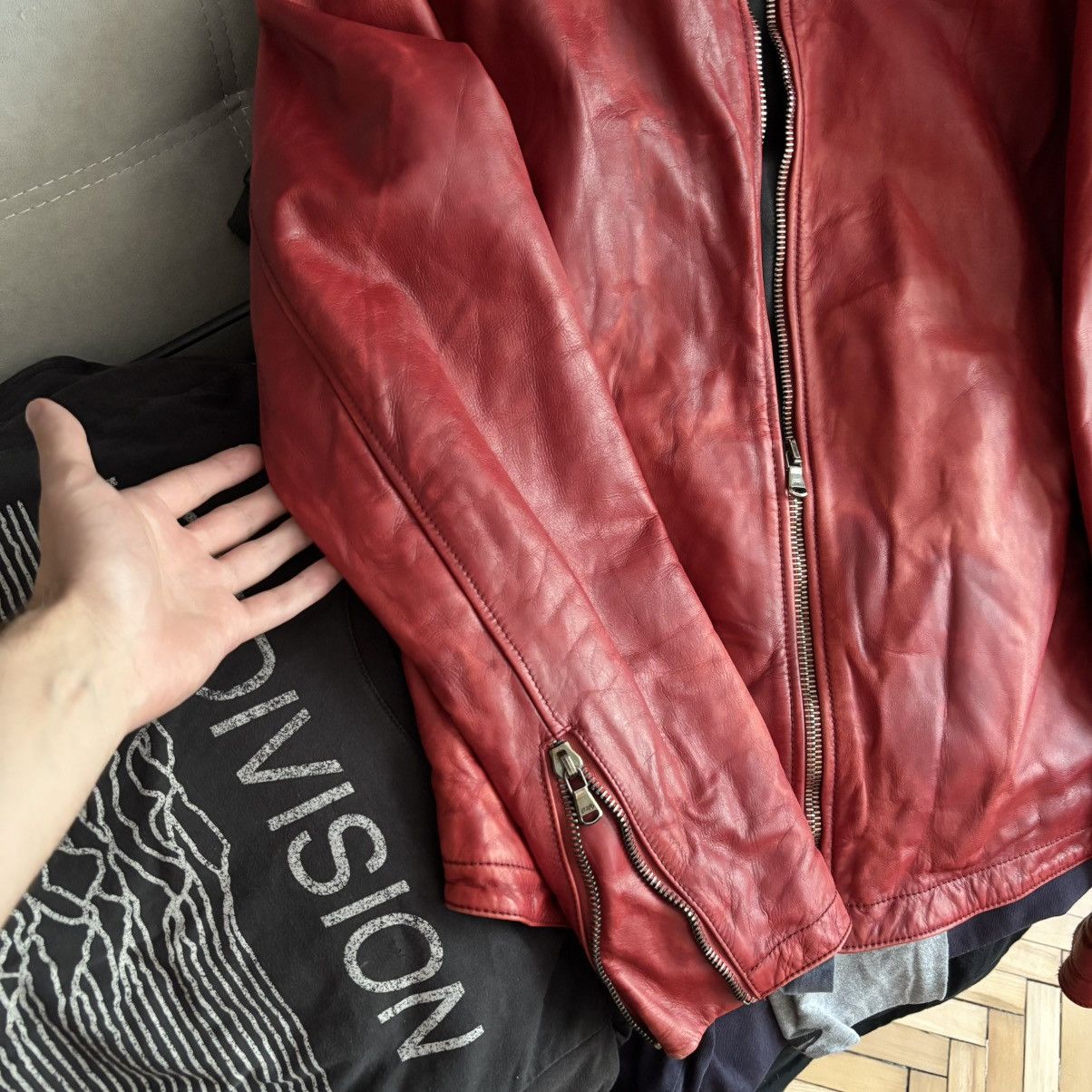 Vintage Vintage 1973 Italy Moto Real Red Leather Jacket Lampo Zip Size US M / EU 48-50 / 2 - 3 Thumbnail