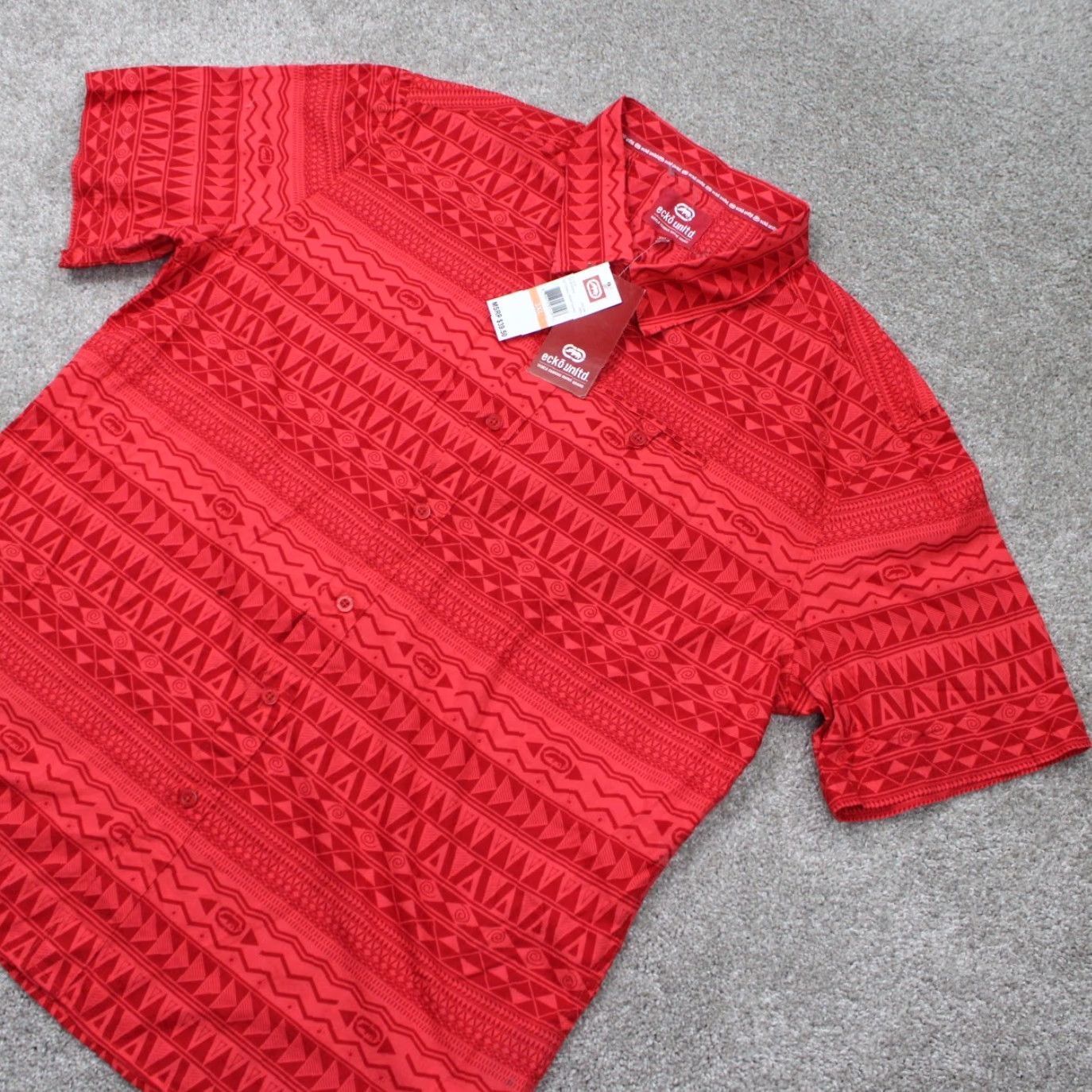 ECKO Unltd. Hawaiian Button-Up Shirt Mens 3XL Red 90s Cotton Short Sleeve NWT