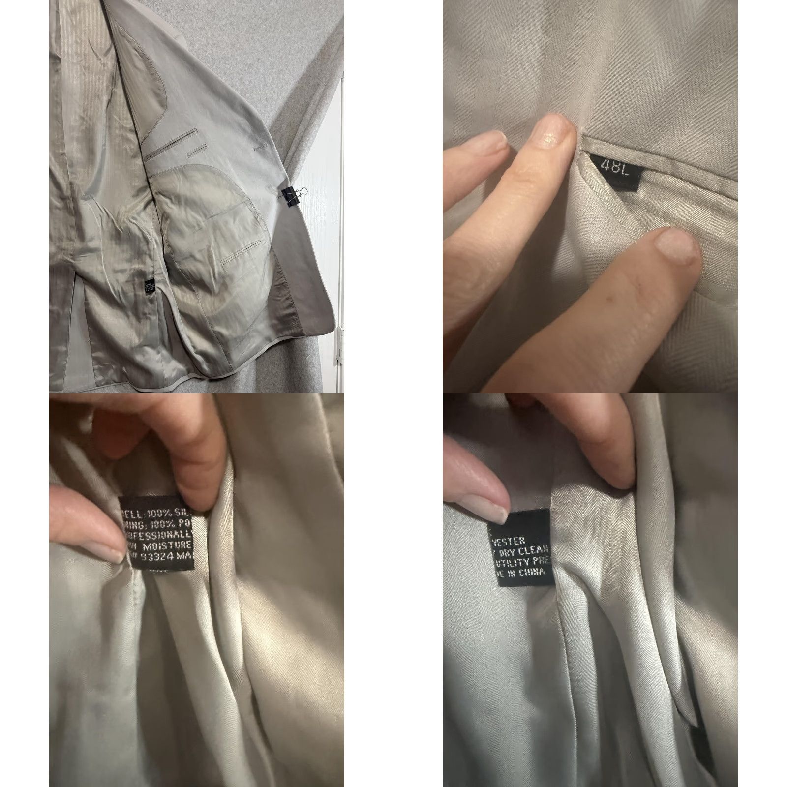 Vintage Island Silk Sport Coat Mens 48L Beige 100% Silk Herringbone Long Jacket Size US M / EU 48-50 / 2 - 8 Thumbnail
