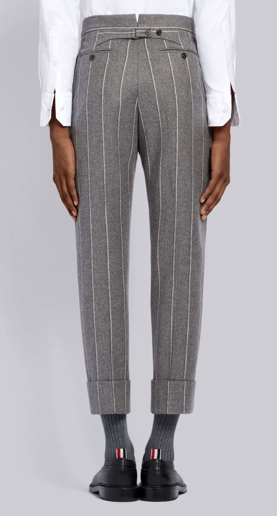 Thom Browne Thom Browne Men's Hi-Waisted Stripe Wool Trousers MidGray 2 Size US 32 / EU 48 - 8 Thumbnail