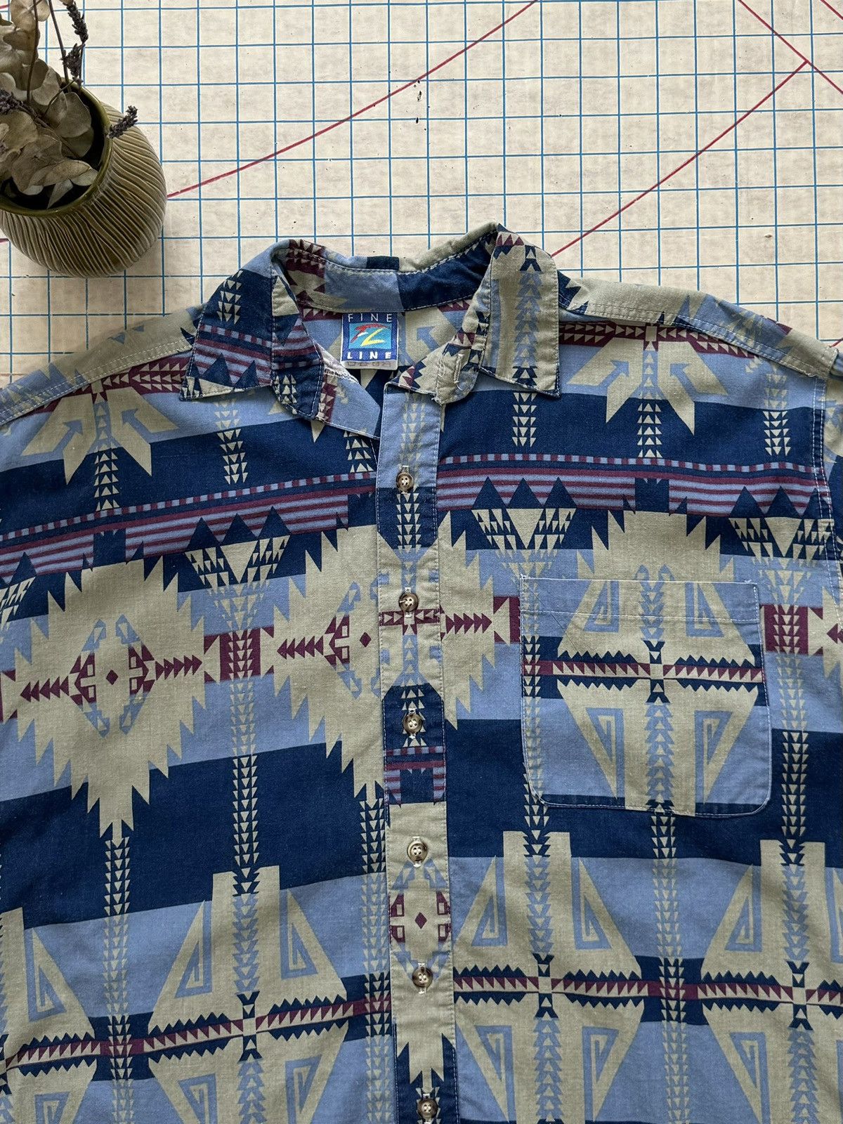Vintage Vintage Fine Line Navajo Print Long Sleeve Button Up Large Size US XL / EU 56 / 4 - 4 Thumbnail