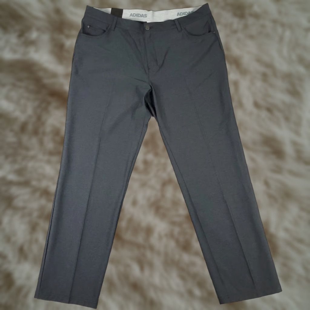 Adidas Adidas Pants Mens 38x32 Gray Flat Front Chino Trousers - Regular Fit, Knit Polyester Blend, Logo, Zip Closure, Flat Front, Modern Military Brand? Size US 38 / EU 54 - 1 Thumbnail