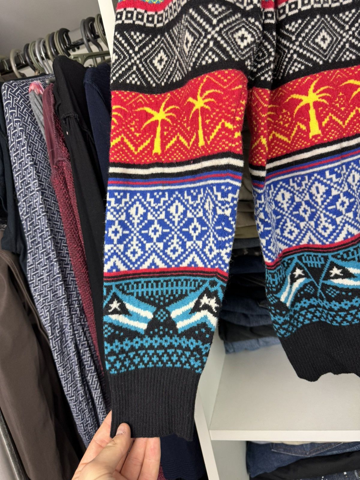 Diesel Diesel Rum Bottles & Tropical Palms Colorful Sweater Size US L / EU 52-54 / 3 - 17 Thumbnail