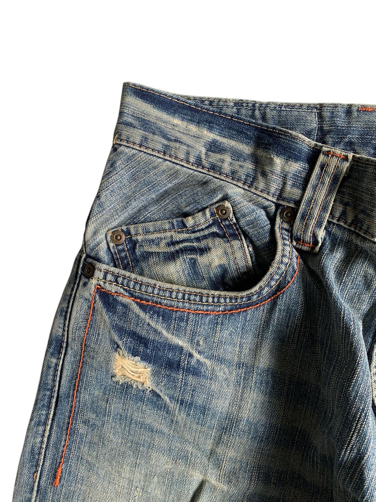 Kapital FLARE💥 EDWIN XVS BUCKLE BACK PUNK FADED DISTRESSED DENIM☠️ Size US 30 / EU 46 - 9 Thumbnail