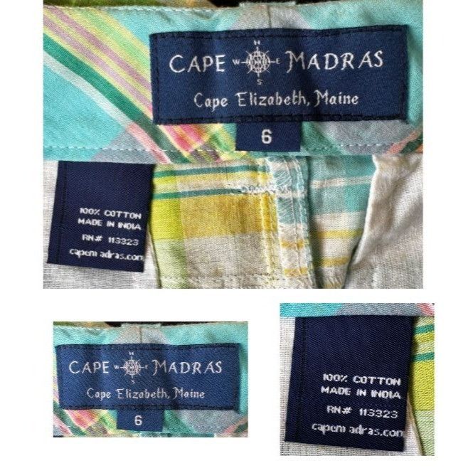 Designer Cape Madris Skirt Size 6 Plaid Button Zip Green Yellow Blue Size 32" / US 10 / IT 46 - 11 Thumbnail
