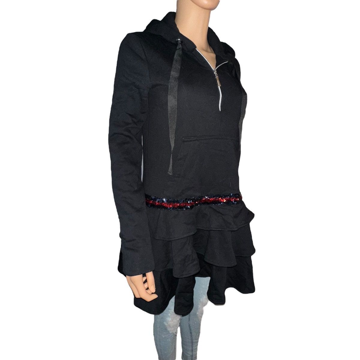 Other Cocomore ruffled sequin stripe hooded sweatshirt tunic/dress Size S / US 4 / IT 40 - 4 Thumbnail