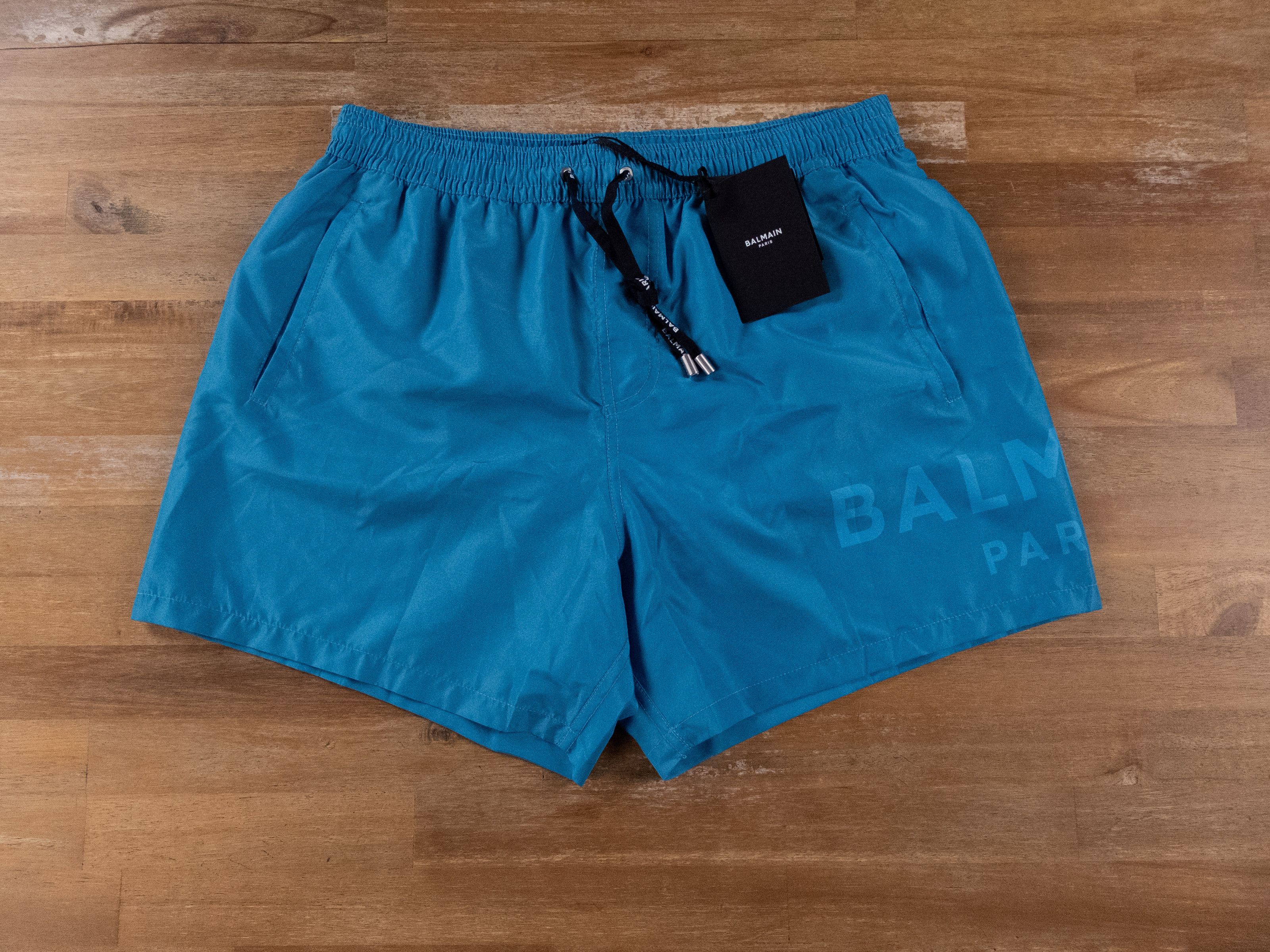 Balmain BALMAIN blue basic logo print swim shorts trunks Large Size US 34 / EU 50 - 5 Thumbnail