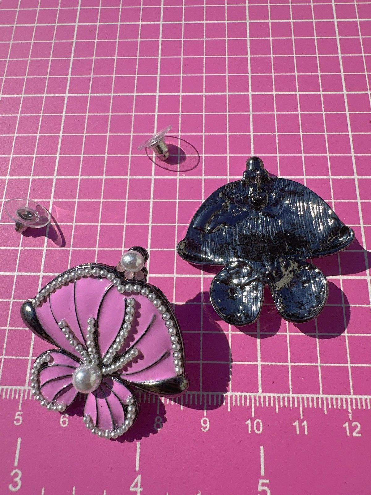 Designer nOir Jewelry Purple pink flower White pearls edge black Size ONE SIZE - 5 Thumbnail