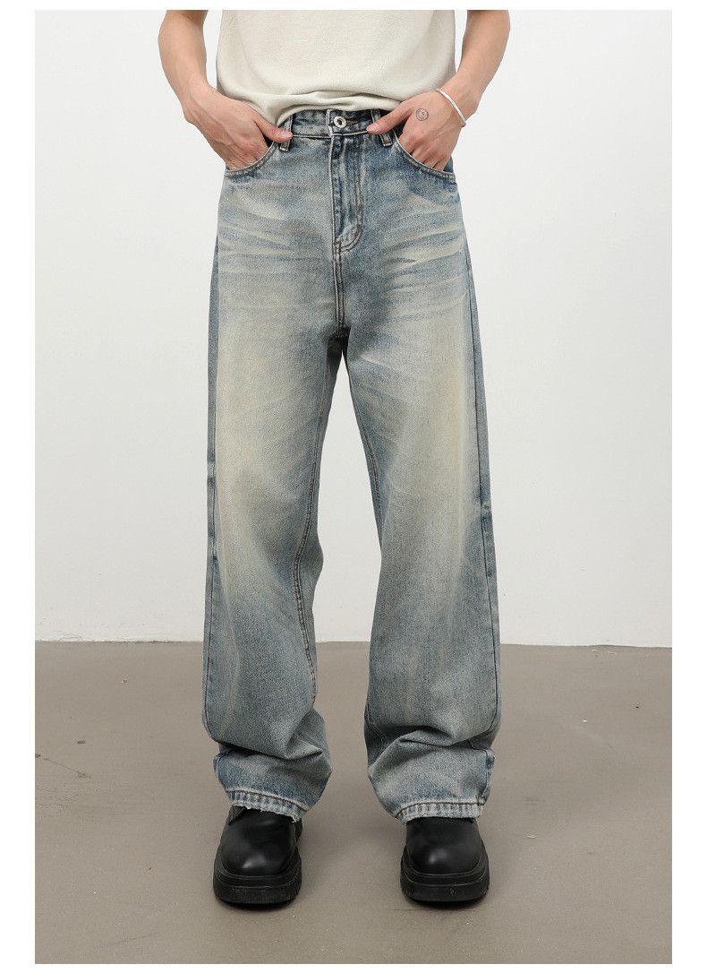 Vintage Retro Straight-Leg Whiskered Washed Jeans Size US 32 / EU 48 - 1 Thumbnail