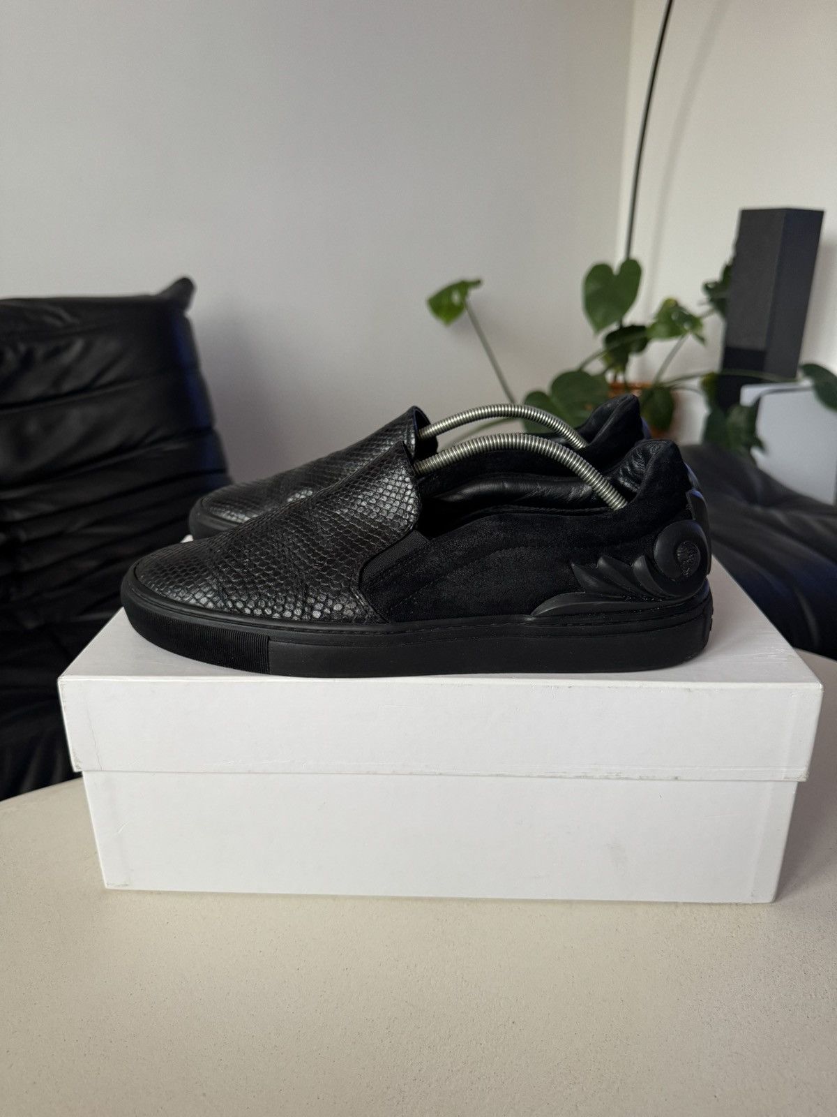 Versace Versace Collection Black Snake Skin Slip Ons Designer Shoes Size US 8 / EU 41 - 1 Thumbnail