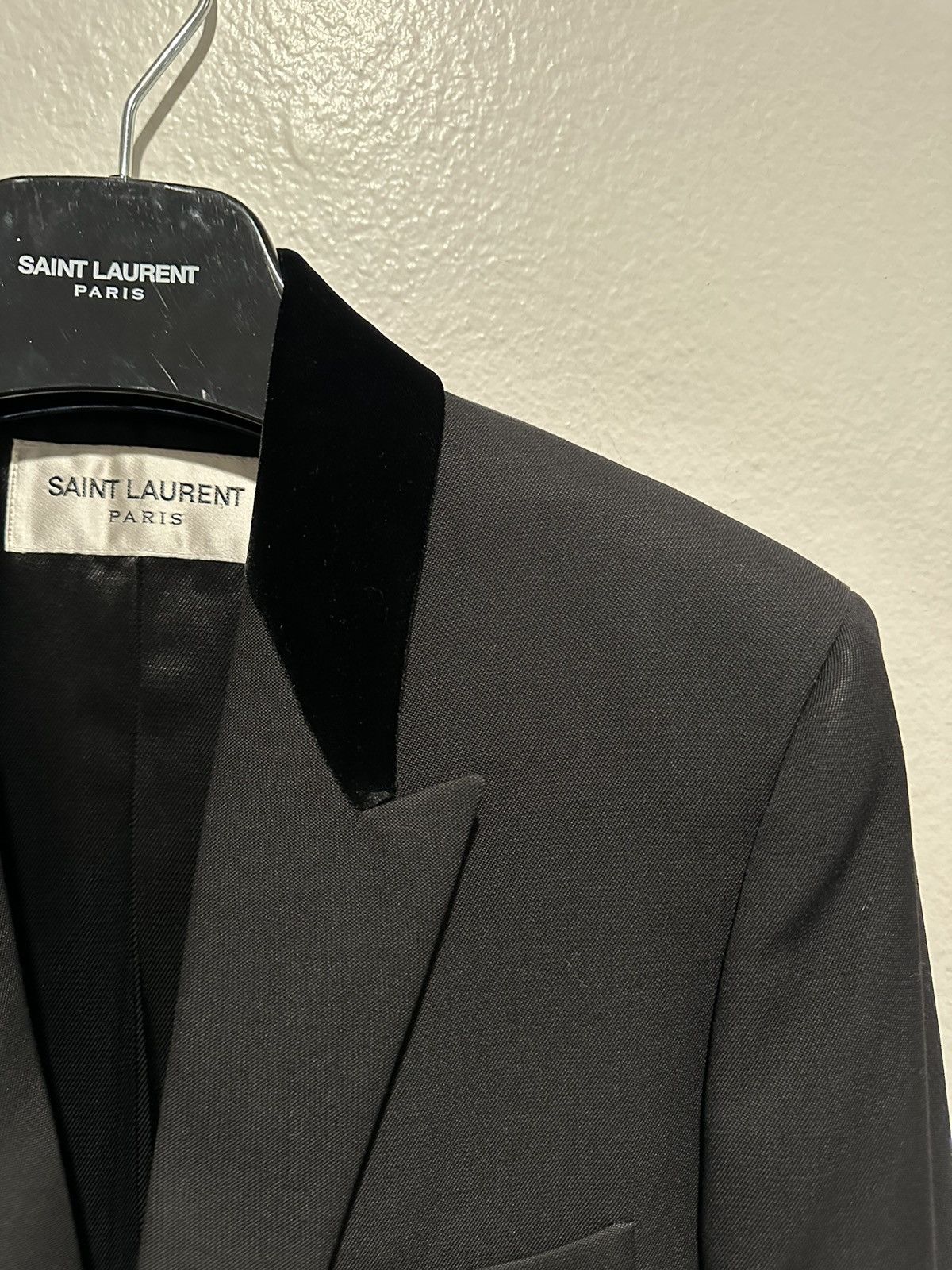 Saint Laurent Paris $3490 Velvet Collar Chesterfield Coat Grain De Poudre Size US S / EU 44-46 / 1 - 2 Thumbnail