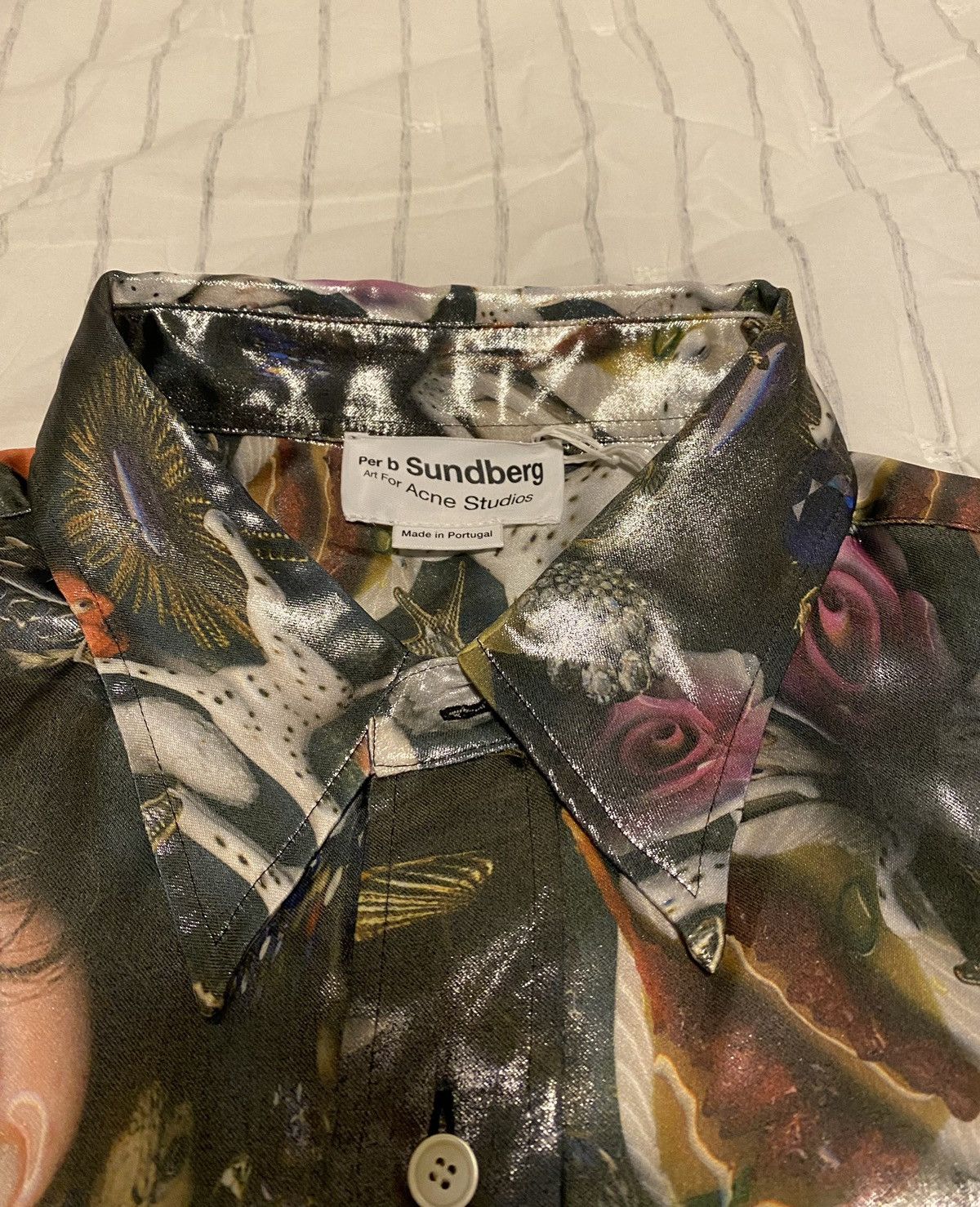 Acne Studios Acne Studios Printed Lamé Shirt 52 NWT Size US XL / EU 56 / 4 - 8 Thumbnail