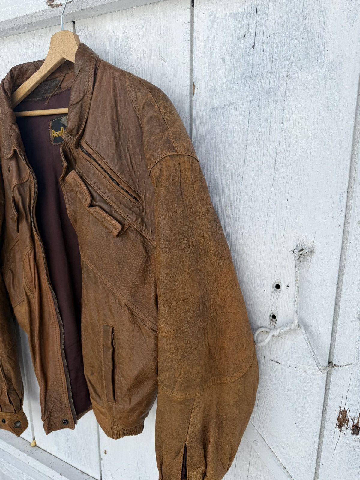 Vintage Vintage leather jacket bomber Size L / US 10 / IT 46 - 6 Thumbnail