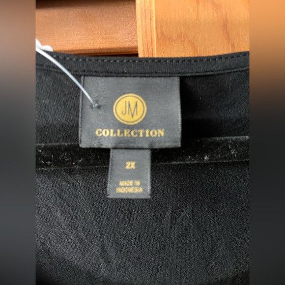 Other JM Collection black knit 3/4 sleeve blouse gold print sz 2x Size XXL / US 16-18 / IT 52-54 - 3 Thumbnail