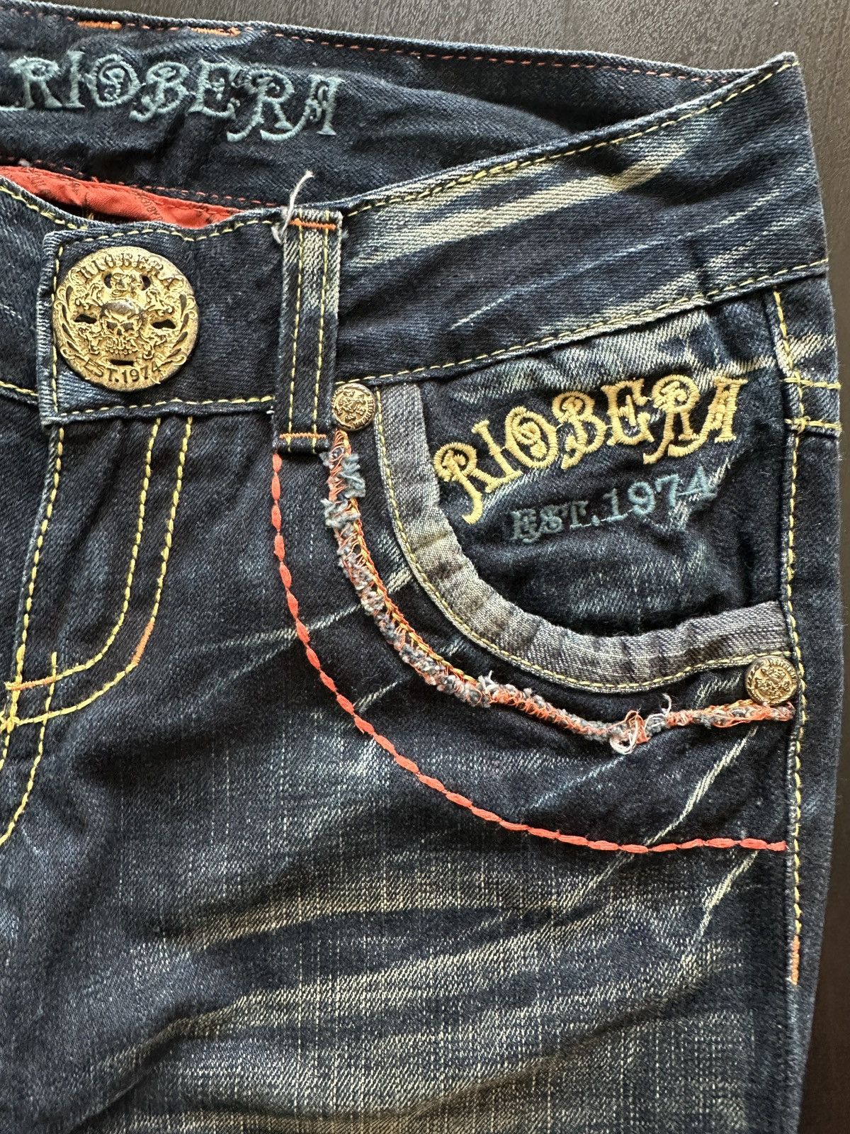 If Six Was Nine Riobera Y2K Embroidered Flared Jeans Japanese Archive Punk Size 25" / US 0 / IT 36 - 3 Thumbnail