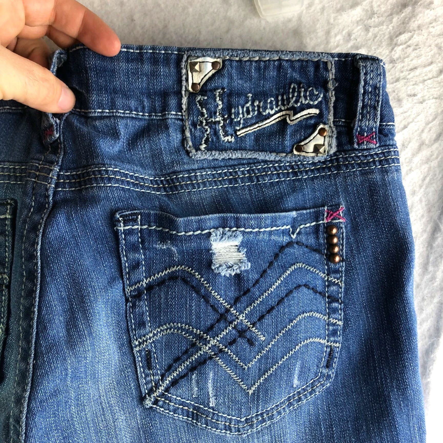 Vintage Hydraulic Gramercy Distressed Crop Womens Size 7/8 Medium Wash Blue Jeans Size 30" / US 8 / IT 44 - 6 Thumbnail