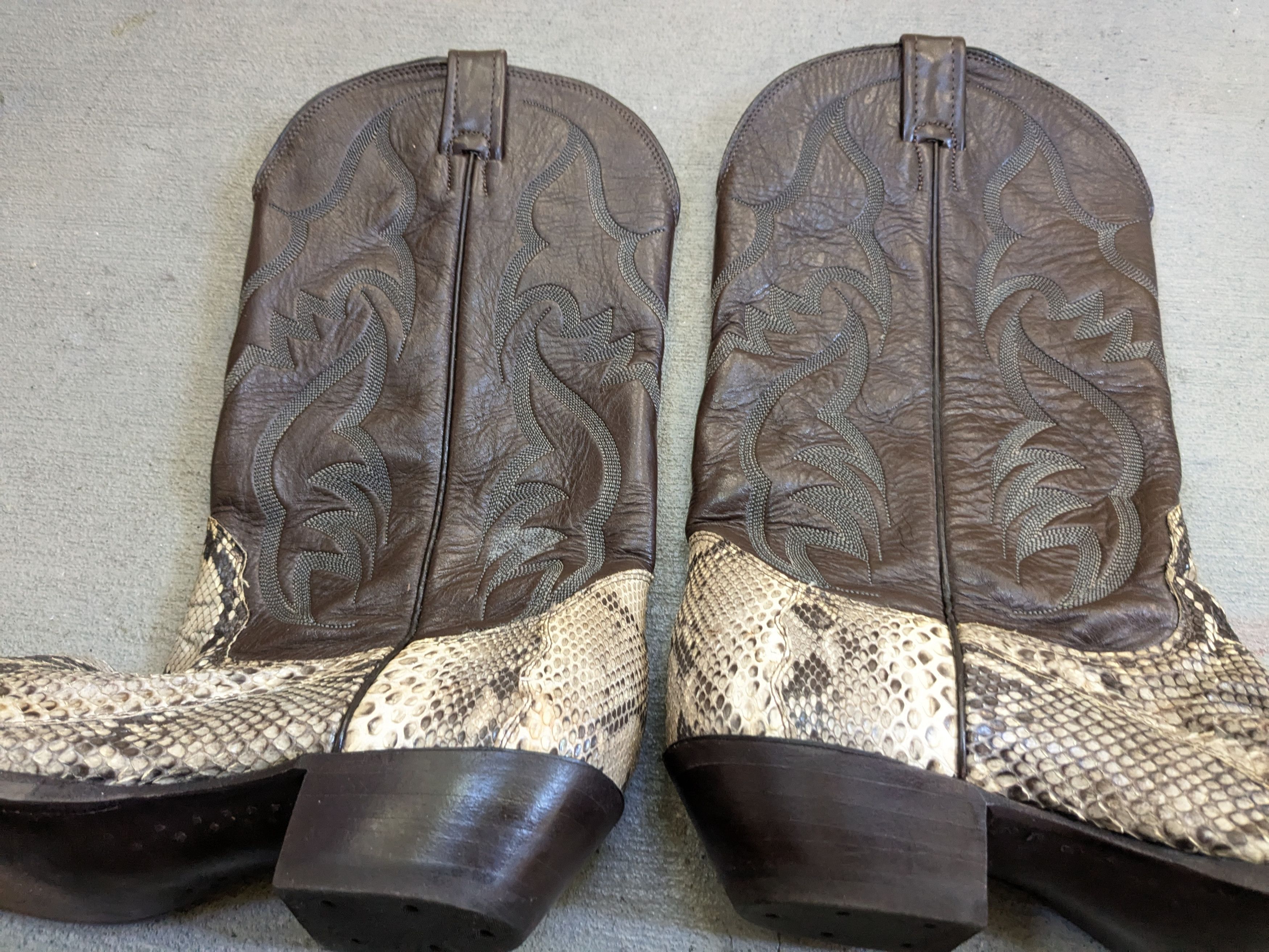 Nocona Boots Nocona Snakeskin Cowboy Boots Leather 10.5 D Python USA Size US 10.5 / EU 43-44 - 8 Thumbnail