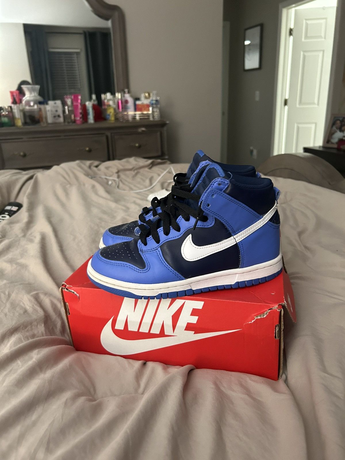 Nike Blue Obsidian HighTop Dunks Size US 5 / EU 37 - 1 Thumbnail