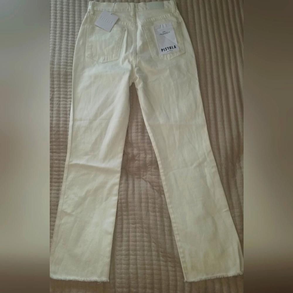 Designer NWT Pistola Eden Infinity High Rise Slim Kick Cream Size 27 Size 27" / US 4 / IT 40 - 2 Thumbnail