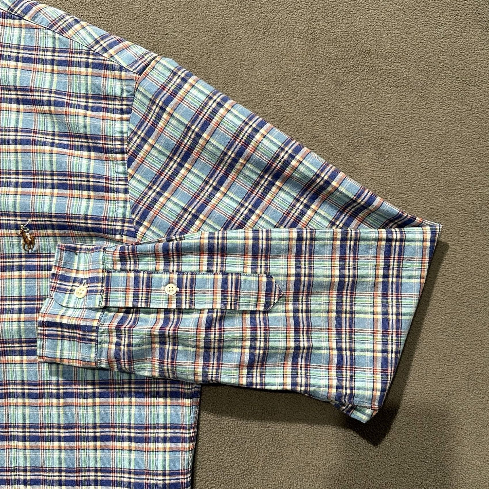 Ralph Lauren Ralph Lauren Shirt Mens M Light Blue Plaid Slim Fit Stretch Oxford Long Sleeve Size US M / EU 48-50 / 2 - 7 Thumbnail