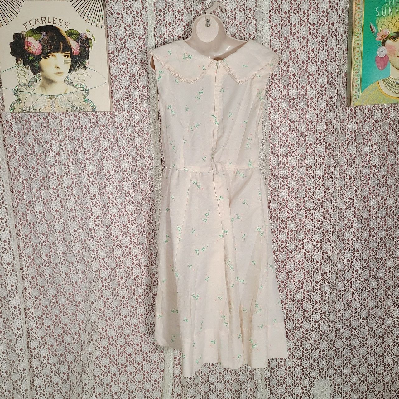 Handmade Vintage 60s handmade white floral print dress size medium Size M / US 6-8 / IT 42-44 - 3 Thumbnail