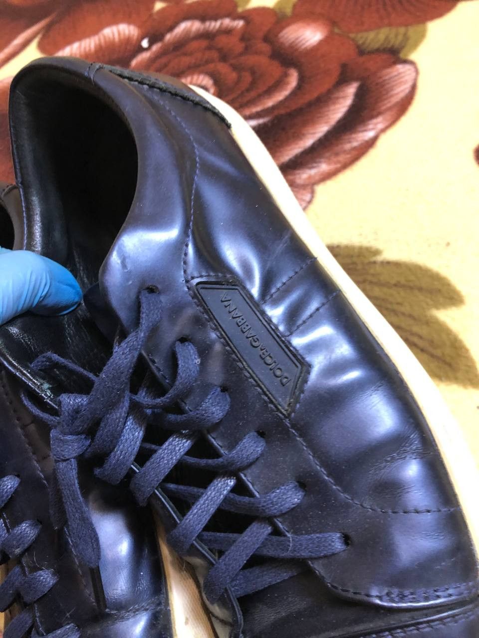 Dolce & Gabbana Dolce Gabbana Designer Navy Blue leather Lace Up Trainers Size US 8 / EU 41 - 9 Thumbnail