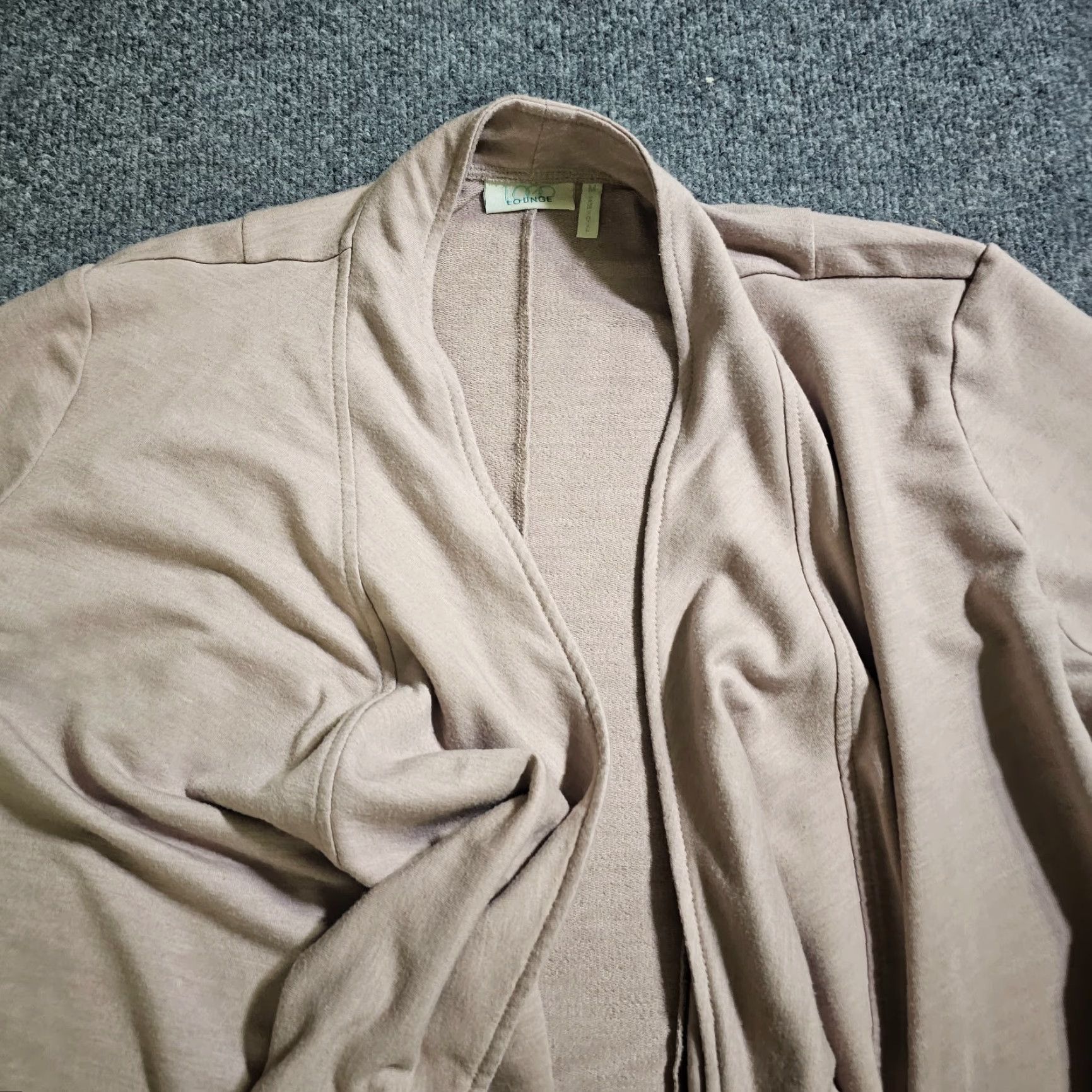 Vintage LOGO By Lori Goldstein Cardigan Womens Medium Beige Tan Open Long Sleeve Pockets Size M / US 6-8 / IT 42-44 - 2 Thumbnail