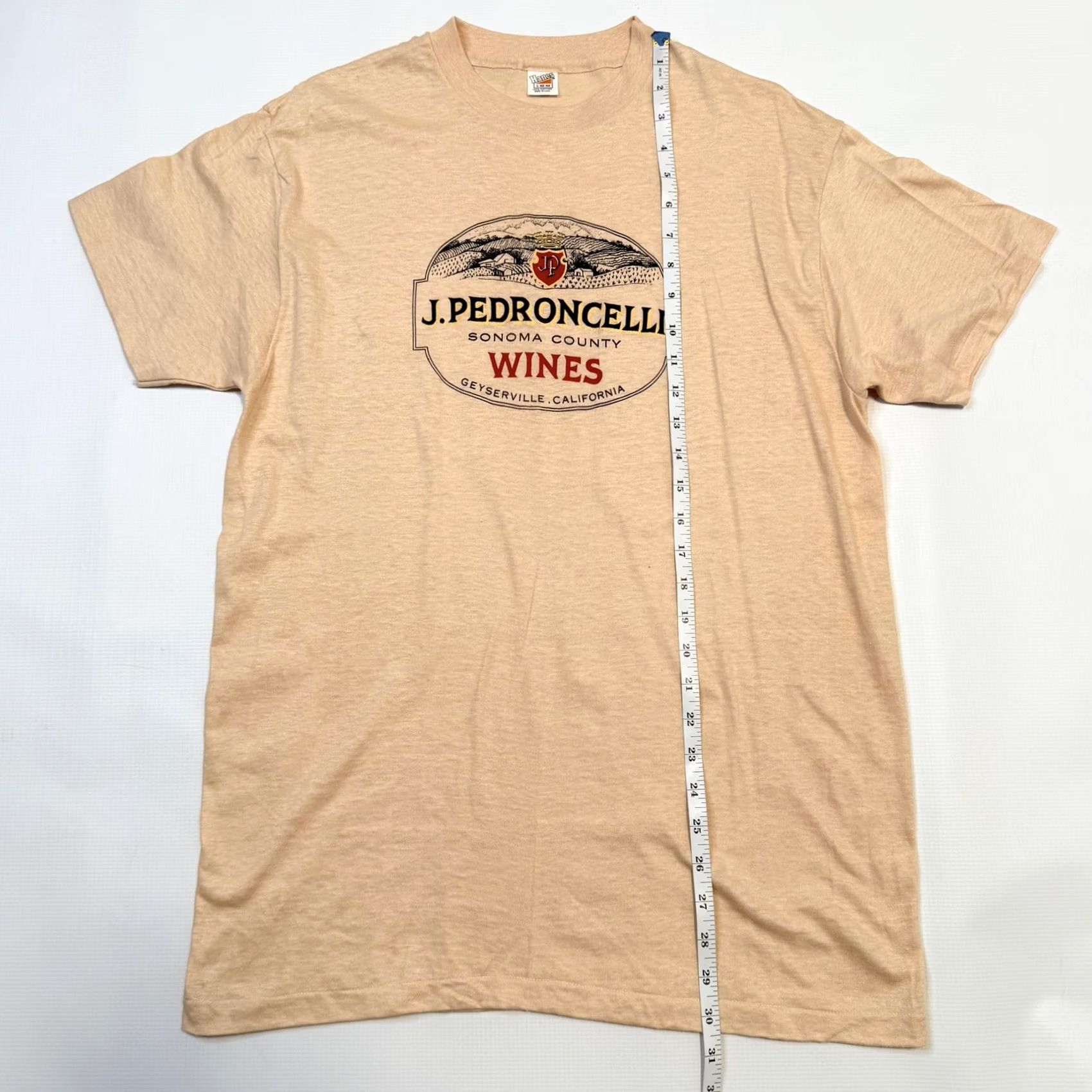 Hanes VINTAGE Hanes Shirt Mens Large Beige Sonoma County Wines J Pedroncelli Crew Neck Graphic T-Shirt Size US L / EU 52-54 / 3 - 5 Thumbnail