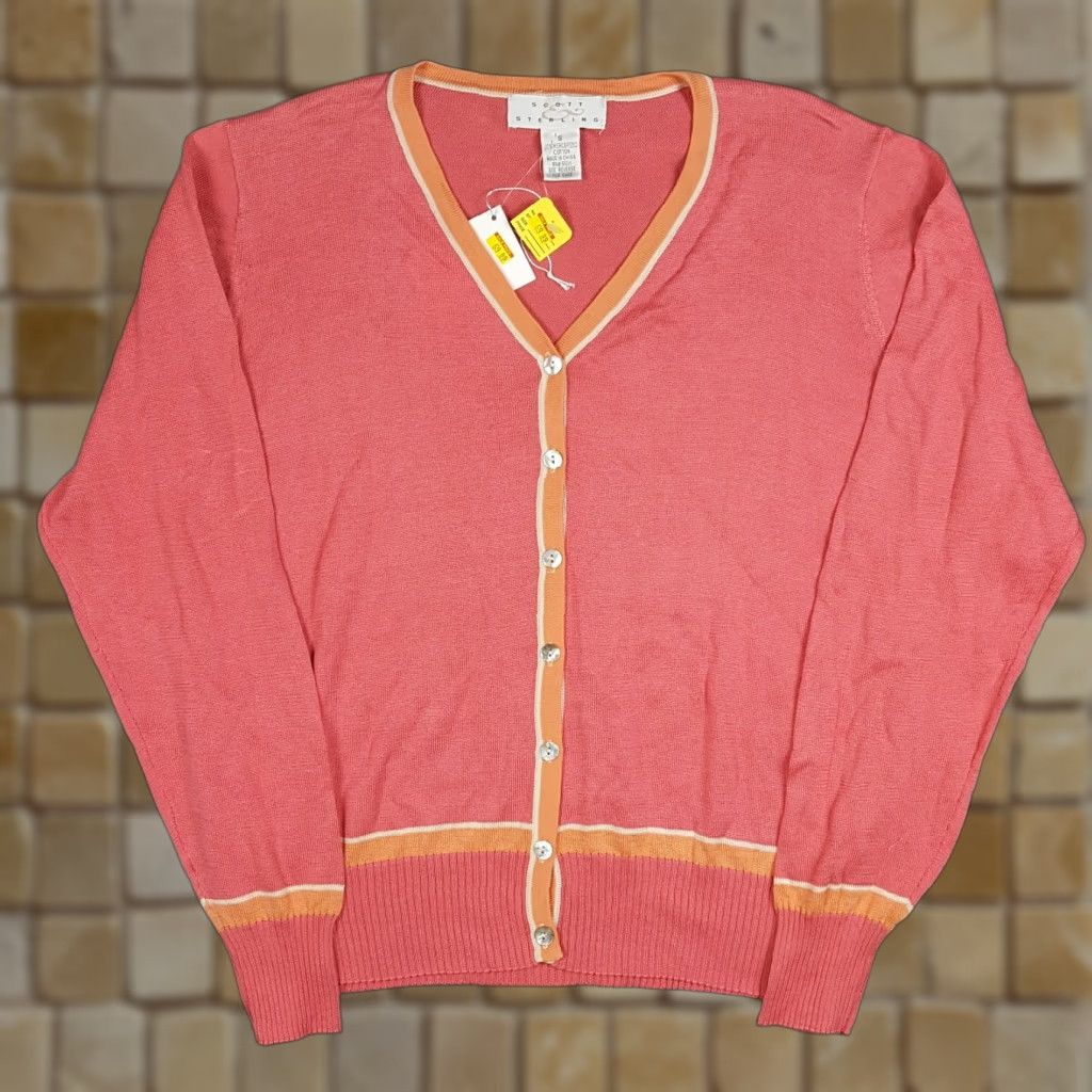 Pinko Vintage Scott Sterling Women's Cardigan Sweater S Pink Knit 90s Retro Casual Fall Winter Size S / US 4 / IT 40 - 1 Thumbnail