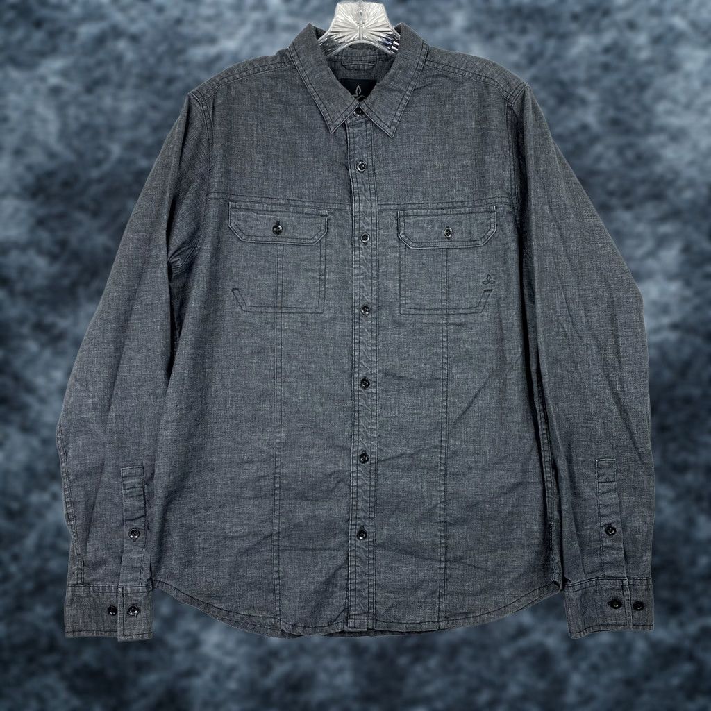 Prana Prana Shirt Mens S Gray Long Sleeve Button Up Hemp Blend Hiking Outdoors Pockets Size US S / EU 44-46 / 1 - 1 Thumbnail