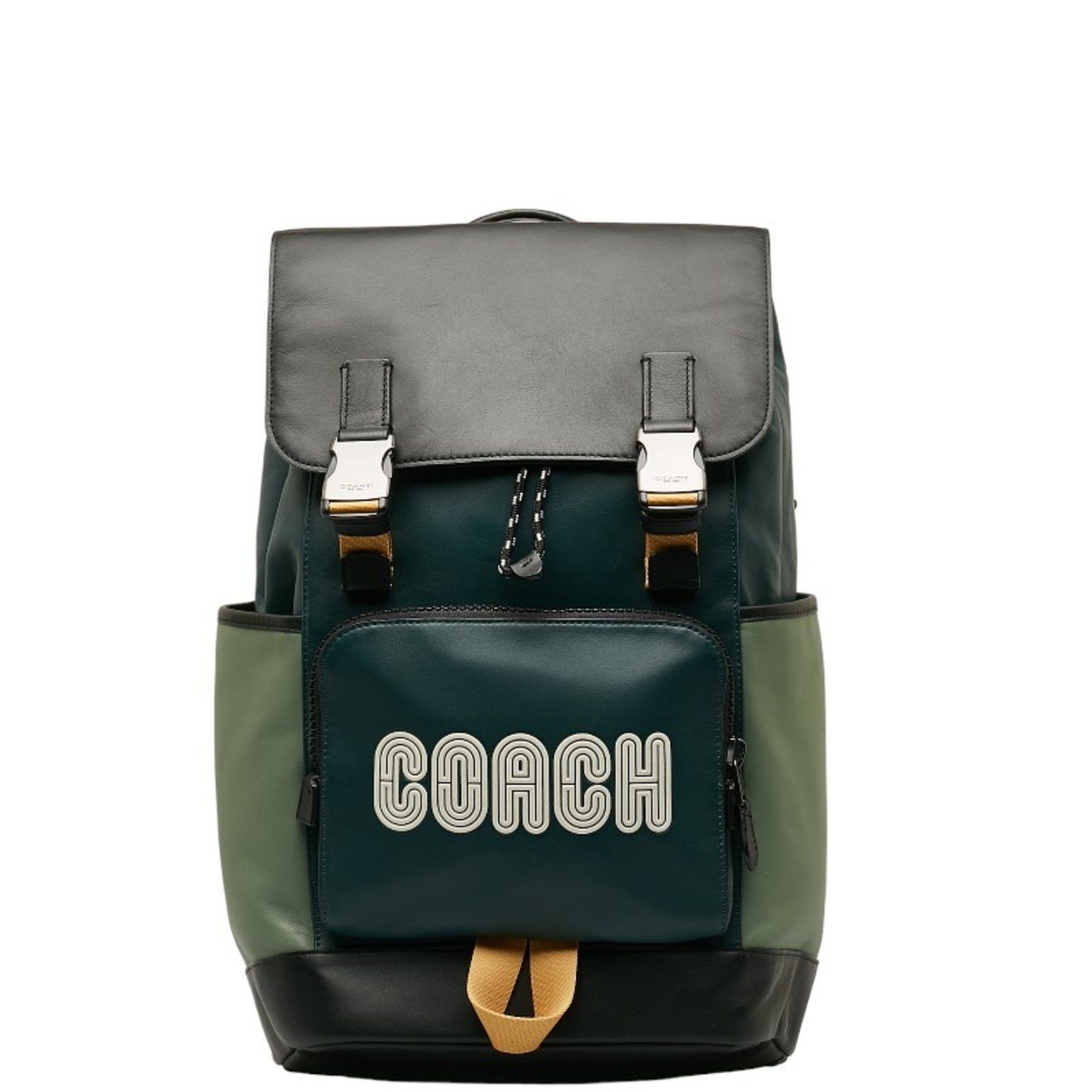 image of Coach Backpack C6656 Green Black Nylon Leather Women's Coach