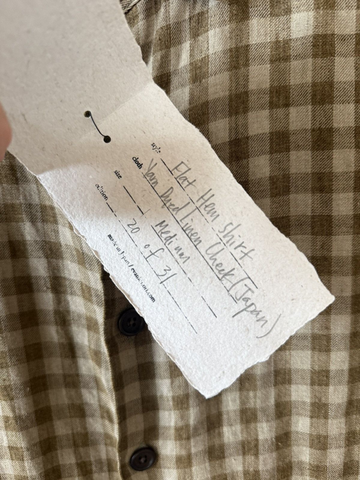 Flat Hem Shirt / Yarn Dyed Linen Check / Ss25 in Beige, Men's — image 3 of 5