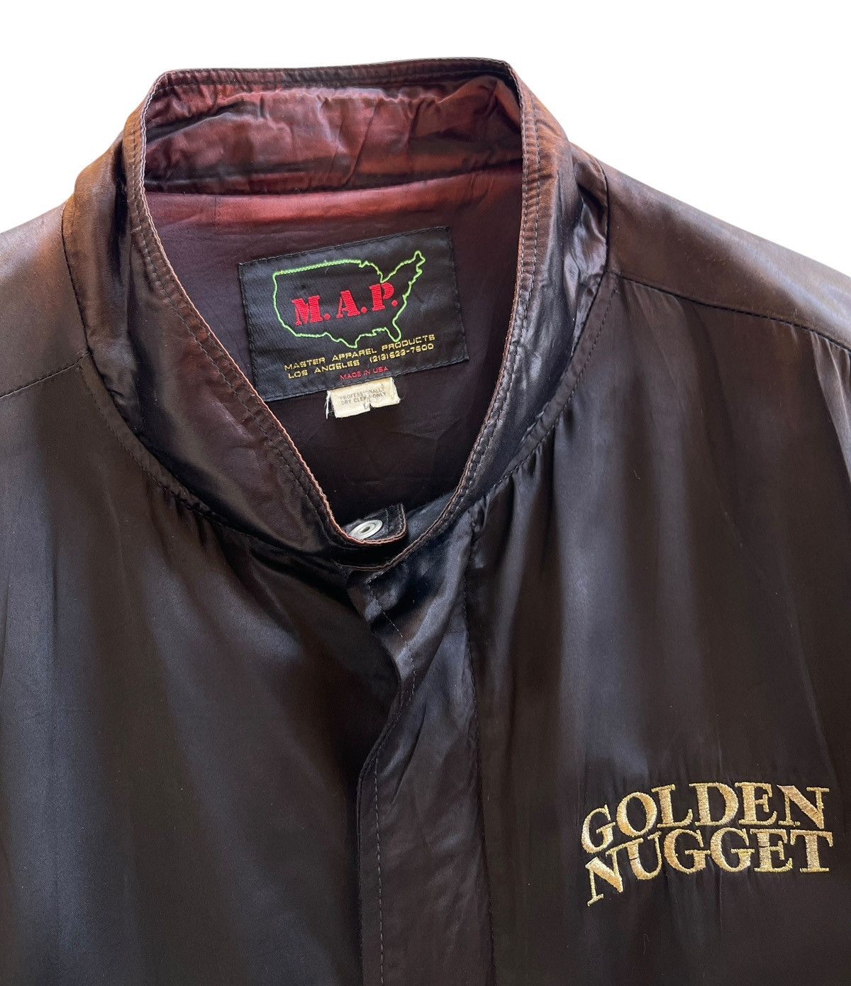 Vintage 80s Golden Nugget Satin Bomber Jacket Size US L / EU 52-54 / 3 - 10 Thumbnail