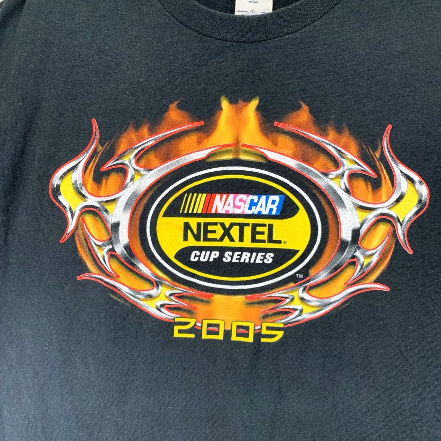 Delta VINTAGE Delta NASCAR Nextel Cup Series T-Shirt Large Black Double-Sided Flames Graphic Y2K Mens Size US L / EU 52-54 / 3 - 5 Thumbnail