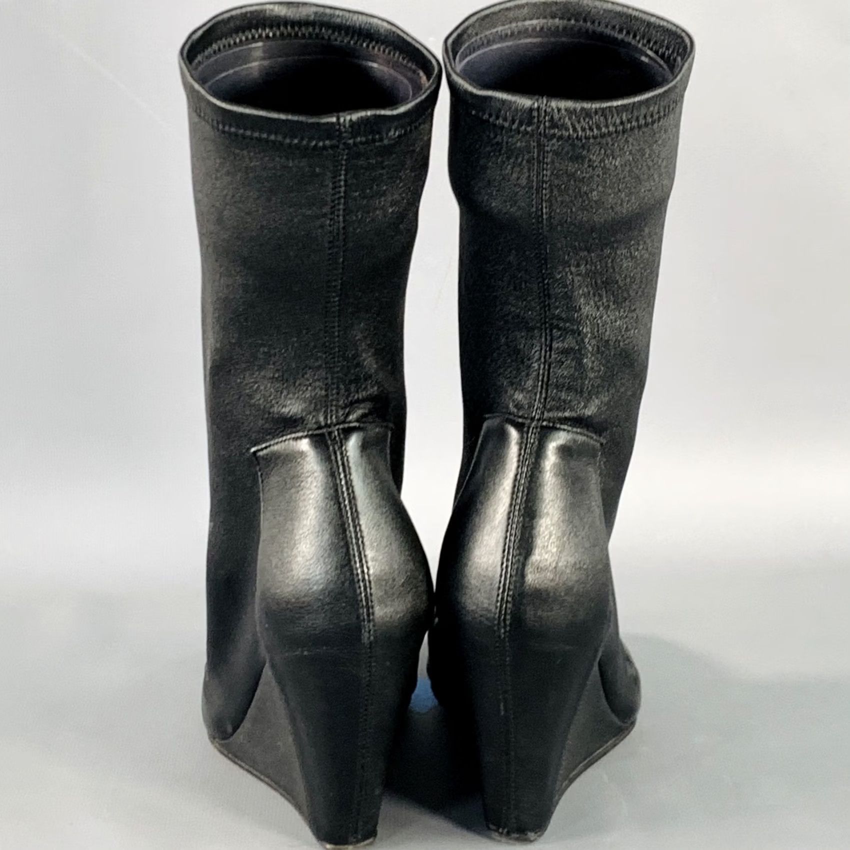 Rick Owens RICK OWENS Size 5 Black Lambskin Leather Open Toe Sock Wedge Boots Women Boots Leather Sock Open Toe Wedge IT 35 Black Size US 5 / IT 35 - 3 Thumbnail