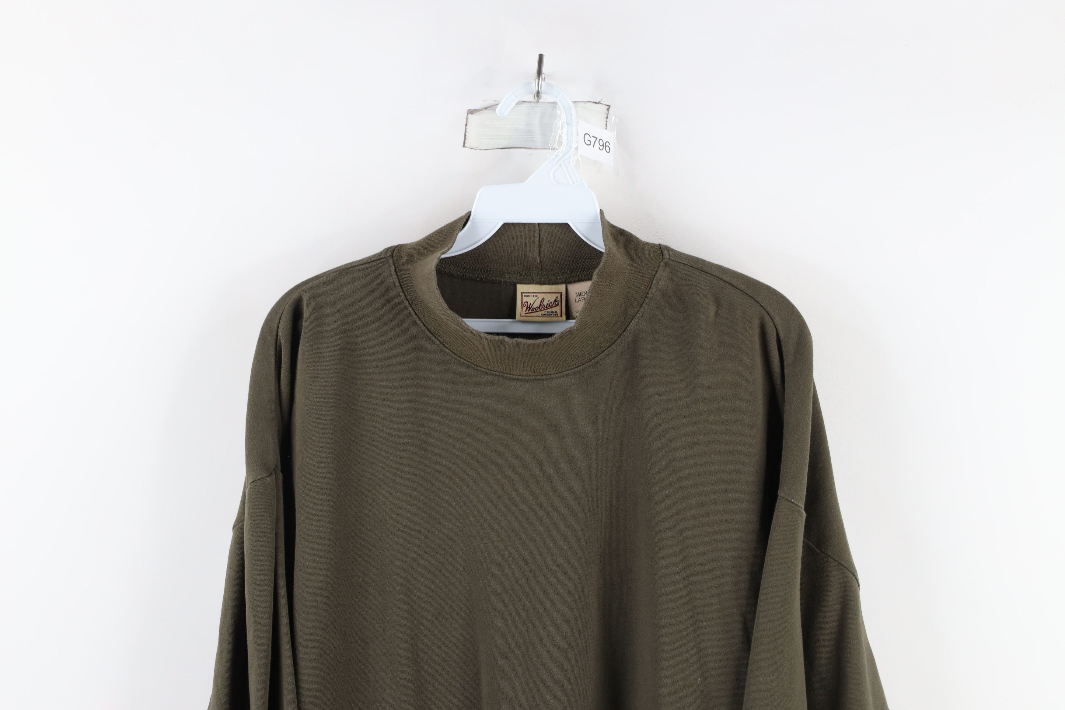 Vintage × Woolrich Woolen Mills Vintage 90s Woolrich Mock Neck Long Sleeve T-Shirt Green USA Size US L / EU 52-54 / 3 - 2 Thumbnail