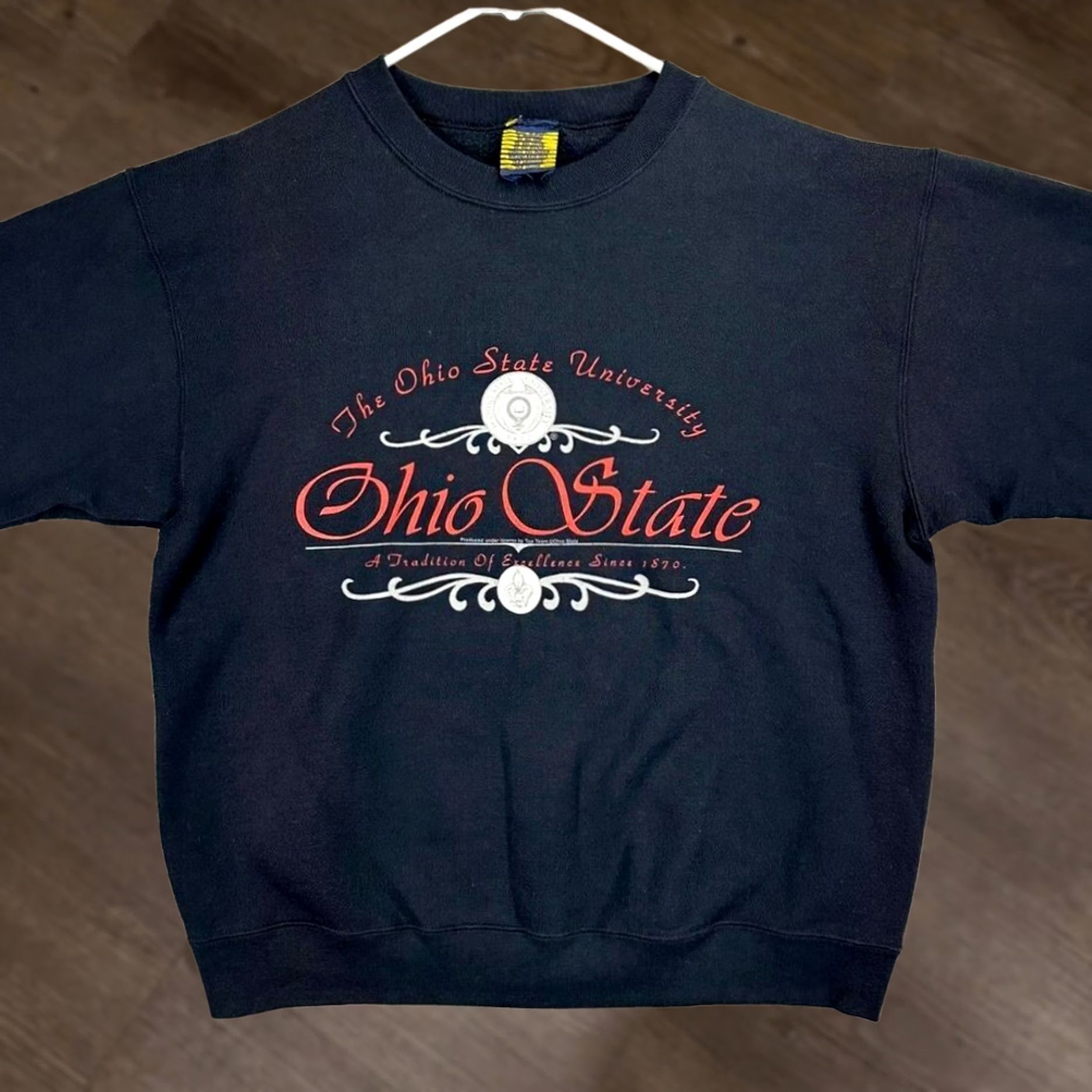 Vintage VINTAGE Ohio State Crew Sweatshirt Unisex XL Black Pullover USA Made Logo University Blended Fabric Cotton Polyester Solid Shirt Mens Womens Size US XL / EU 56 / 4 - 1 Thumbnail
