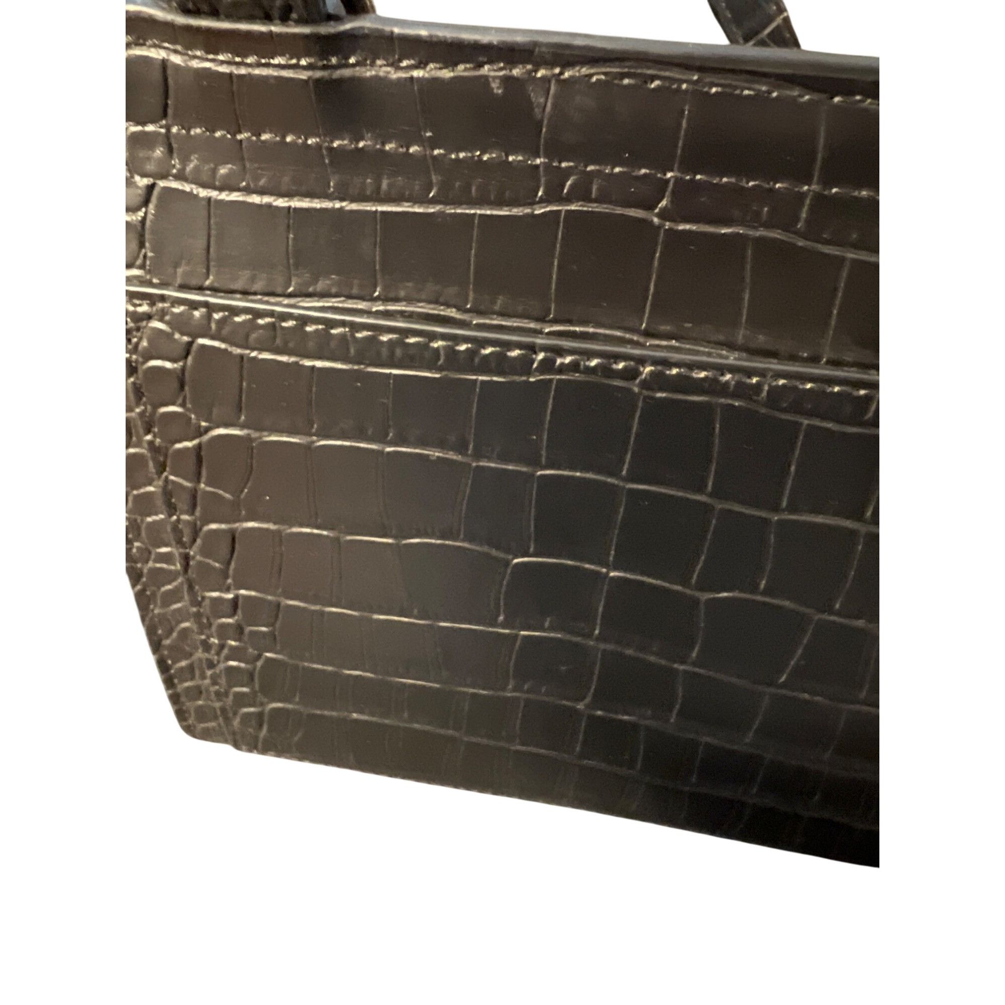Other Modern Picnic Black Vegan Leather Lunch Bag Box Croc Embosse Size ONE SIZE - 6 Thumbnail
