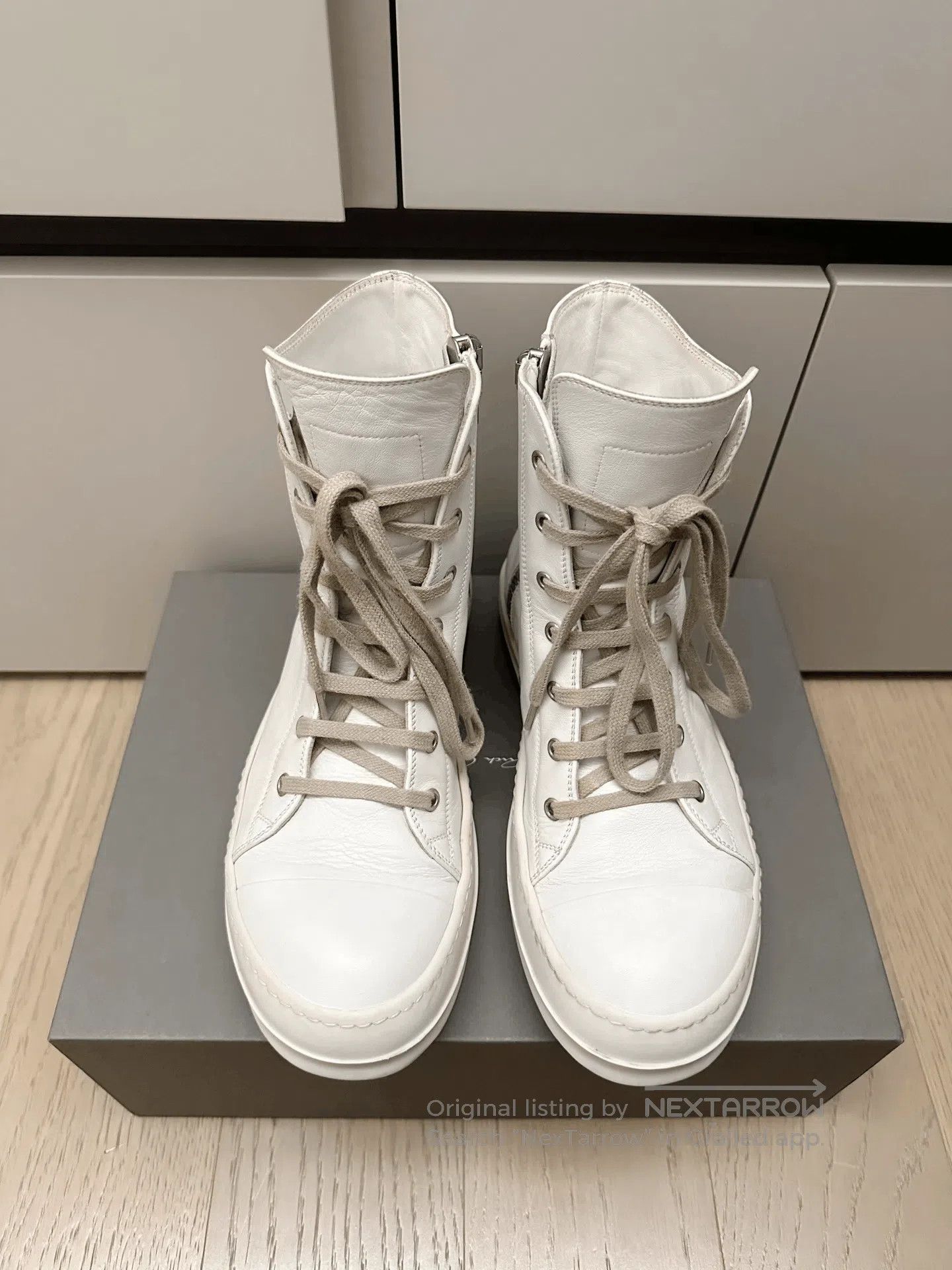 Rick Owens Rick Owens Milk High-Top Leather Sneakers. Size US 8 / EU 41 - 1 Thumbnail