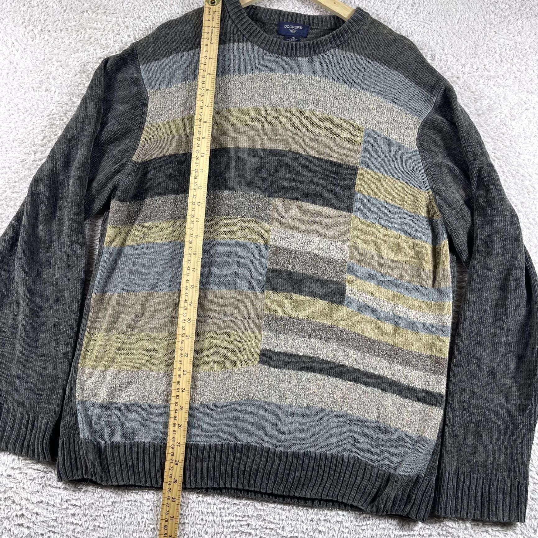 Dockers VINTAGE Dockers Sweater Mens Large Striped Gray Green Patchwork Grunge Grandpa Fashion Mens Size US L / EU 52-54 / 3 - 5 Thumbnail